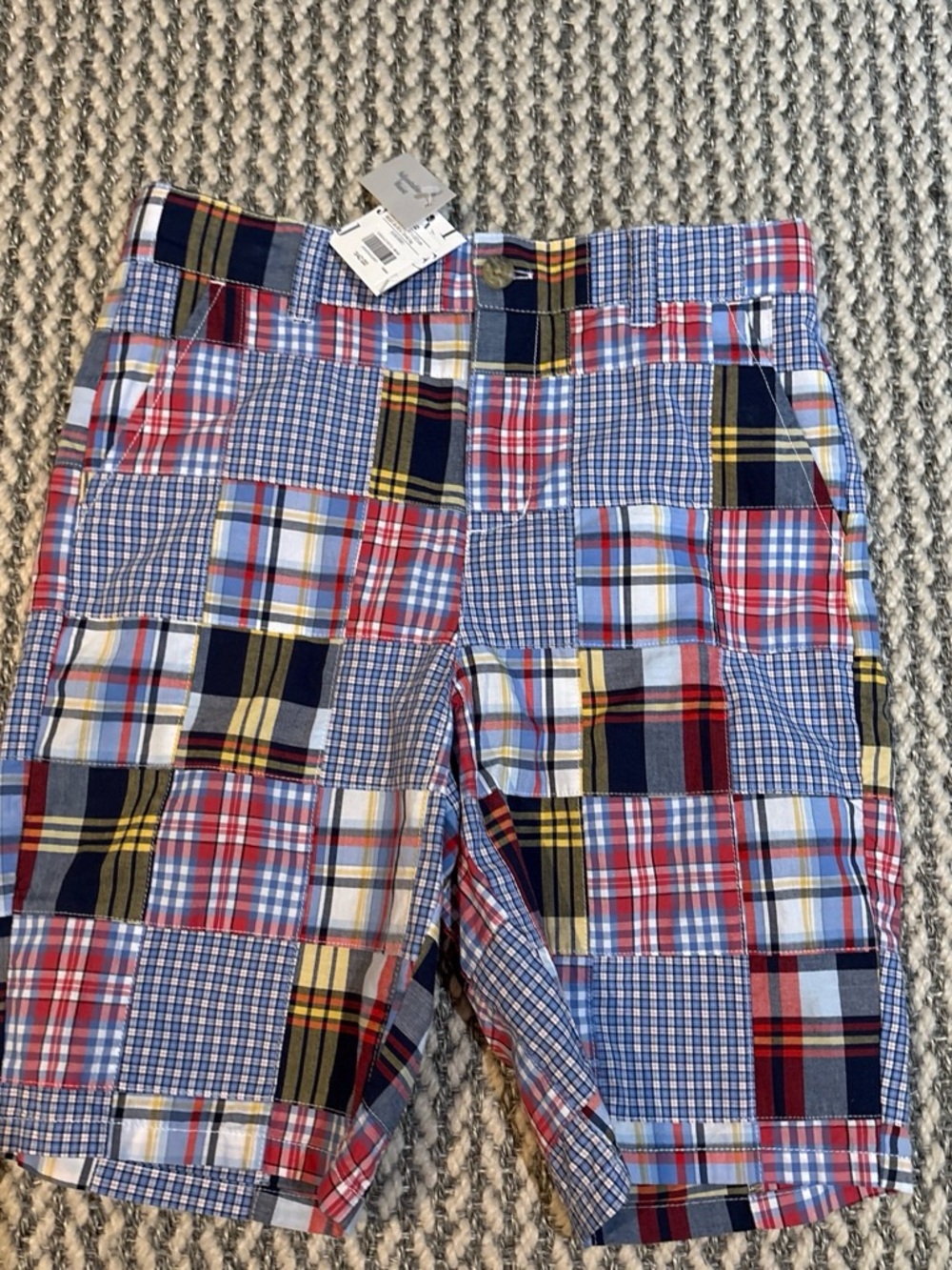 Janie and jack boys Patchwork Plaid Shorts - Red, Blue, Yellow, Navy